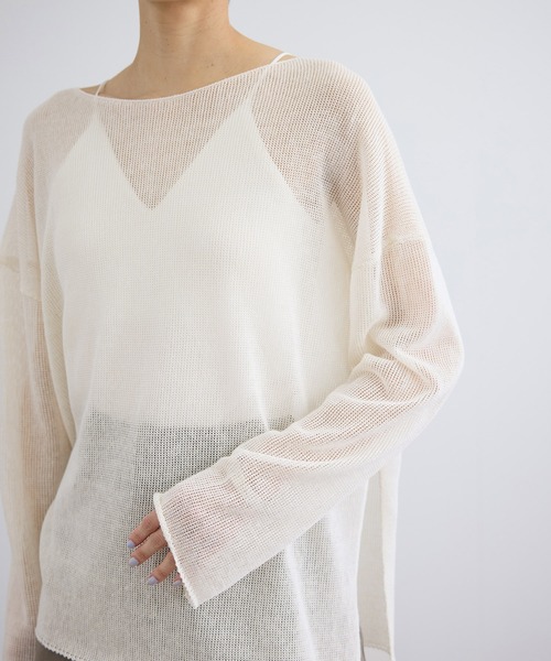 SALON adam et rope'（サロン アダム エ ロペ）の「オーガニックリネンシアーボートネックプルオーバー（ニット/セーター・レディース・ホワイト/ブラック/ブラウン・FREE）」の22枚目の写真