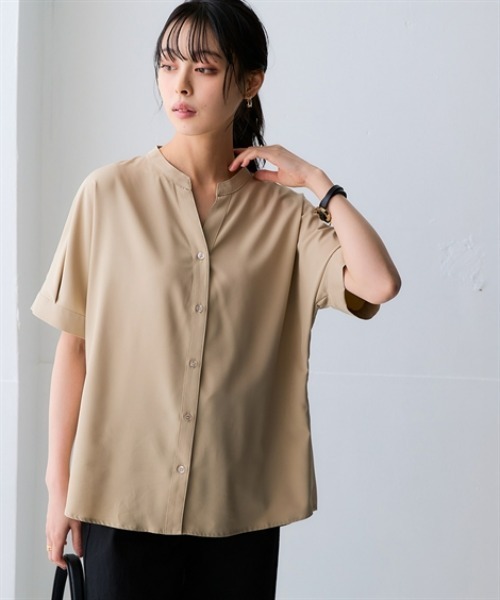 nissen(ニッセン)の「さらりとろけるスキッパーブラウス(防しわ・吸汗速乾)<大きいサイズ有>(シャツ/ブラウス・レディース・ブルー/オフホワイト/ベージュ/チャコール/ダークカーキ・S/M/L/LL/3L)」の14枚目の写真