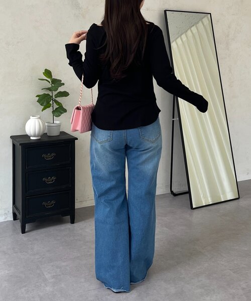 prose verse（プロズヴェール）の「レイヤードドレープネックトップス（Tシャツ/カットソー・レディース・ピンク/オフホワイト/ミント/ブラック・LARGE/MEDIUM）」の6枚目の写真