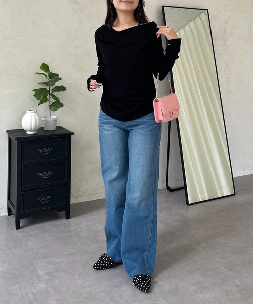 prose verse（プロズヴェール）の「レイヤードドレープネックトップス（Tシャツ/カットソー・レディース・ピンク/オフホワイト/ミント/ブラック・LARGE/MEDIUM）」の9枚目の写真