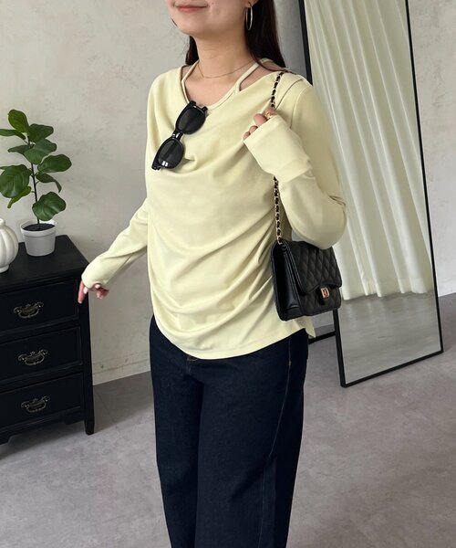 prose verse（プロズヴェール）の「レイヤードドレープネックトップス（Tシャツ/カットソー・レディース・ピンク/オフホワイト/ミント/ブラック・LARGE/MEDIUM）」の13枚目の写真