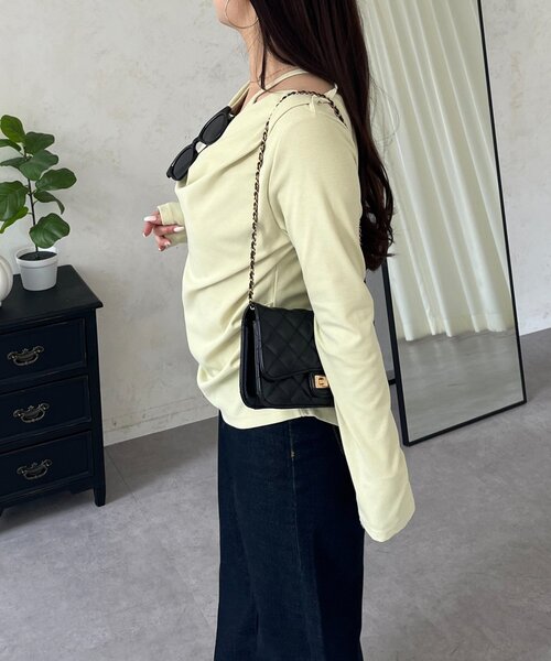 prose verse（プロズヴェール）の「レイヤードドレープネックトップス（Tシャツ/カットソー・レディース・ピンク/オフホワイト/ミント/ブラック・LARGE/MEDIUM）」の15枚目の写真