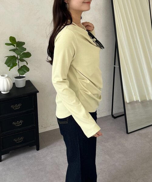 prose verse（プロズヴェール）の「レイヤードドレープネックトップス（Tシャツ/カットソー・レディース・ピンク/オフホワイト/ミント/ブラック・LARGE/MEDIUM）」の19枚目の写真