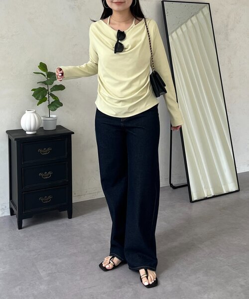 prose verse（プロズヴェール）の「レイヤードドレープネックトップス（Tシャツ/カットソー・レディース・ピンク/オフホワイト/ミント/ブラック・LARGE/MEDIUM）」の22枚目の写真