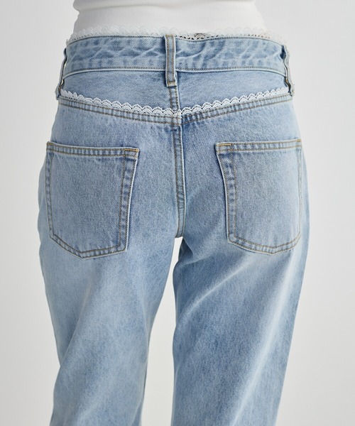 BIRTHDAY BASH（バースデイバッシュ）の「LACE TAPERED DENIM（レーステーパードデニム）（デニムパンツ・レディース・ブルー・SMALL/MEDIUM/LARGE）」の4枚目の写真
