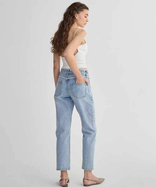 BIRTHDAY BASH（バースデイバッシュ）の「LACE TAPERED DENIM（レーステーパードデニム）（デニムパンツ・レディース・ブルー・SMALL/MEDIUM/LARGE）」の8枚目の写真