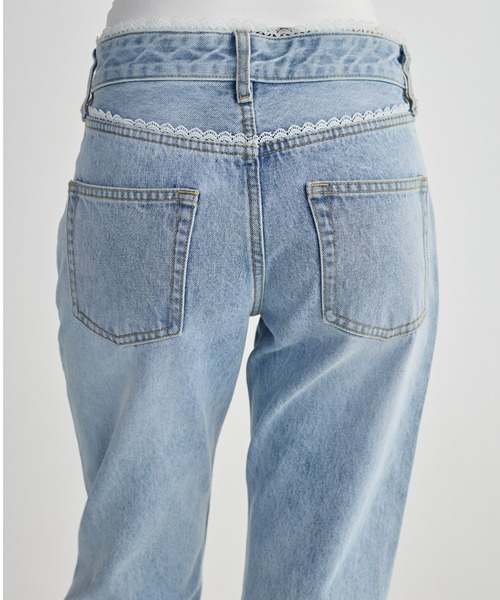 BIRTHDAY BASH（バースデイバッシュ）の「LACE TAPERED DENIM（レーステーパードデニム）（デニムパンツ・レディース・ブルー・SMALL/MEDIUM/LARGE）」の12枚目の写真