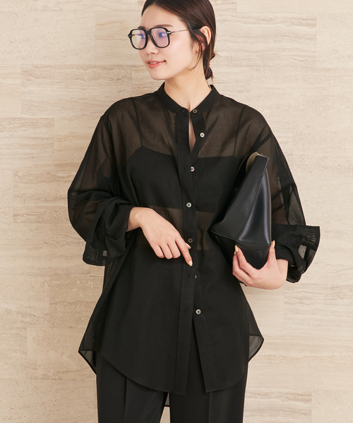 plage（プラージュ）の「organdy sheer シャツ（シャツ/ブラウス・レディース・ブラック/ピンク/ホワイト・FREE）」の3枚目の写真