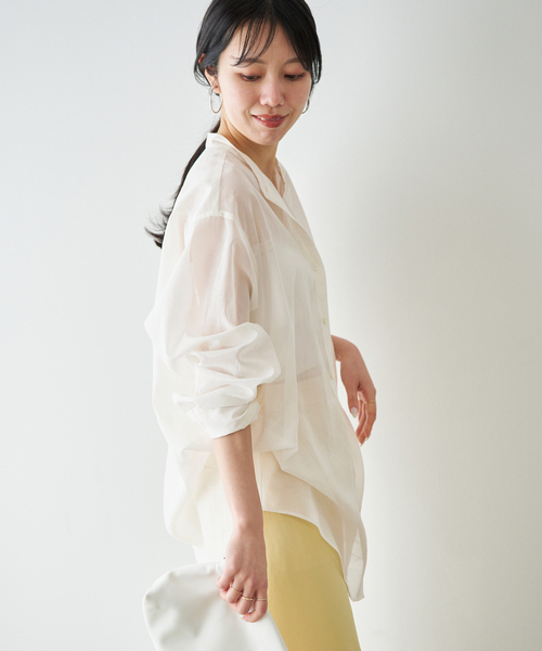 plage（プラージュ）の「organdy sheer シャツ（シャツ/ブラウス・レディース・ブラック/ピンク/ホワイト・FREE）」の4枚目の写真