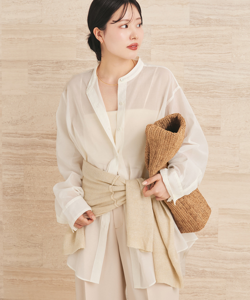 plage（プラージュ）の「organdy sheer シャツ（シャツ/ブラウス・レディース・ブラック/ピンク/ホワイト・FREE）」の10枚目の写真