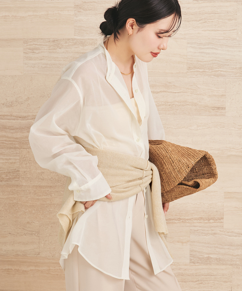 plage（プラージュ）の「organdy sheer シャツ（シャツ/ブラウス・レディース・ブラック/ピンク/ホワイト・FREE）」の11枚目の写真