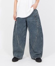 サイドポケットバレルデニムパンツ