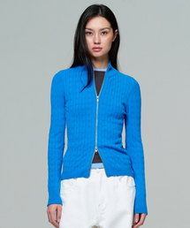 ERA（エラ）の「WOMEN FITTED CABLE ZIP KNIT - COBALT BLUE（ニット/セーター）」