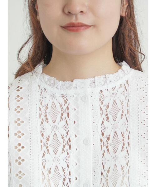 TSUHARU by Samansa Mos2（ツハルバイサマンサモスモス）の「【WHITE COLLECTION】オーバーレース切替ブラウス（シャツ/ブラウス・レディース・ホワイト・F）」の14枚目の写真