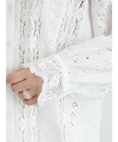 TSUHARU by Samansa Mos2（ツハルバイサマンサモスモス）の「【WHITE COLLECTION】オーバーレース切替ブラウス（シャツ/ブラウス・レディース・ホワイト・F）」の16枚目の写真