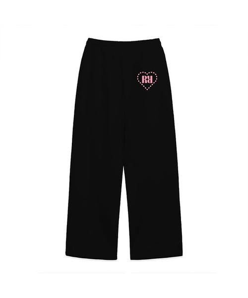 RANDOMOFF(ランダムオフ)の「RR HEART MINI ONE TUCK WIDE SWEAT PANTS (2color)(スウェットパンツ・レディース・ブラック/グレー・SMALL/MEDIUM/LARGE)」の1枚目の写真