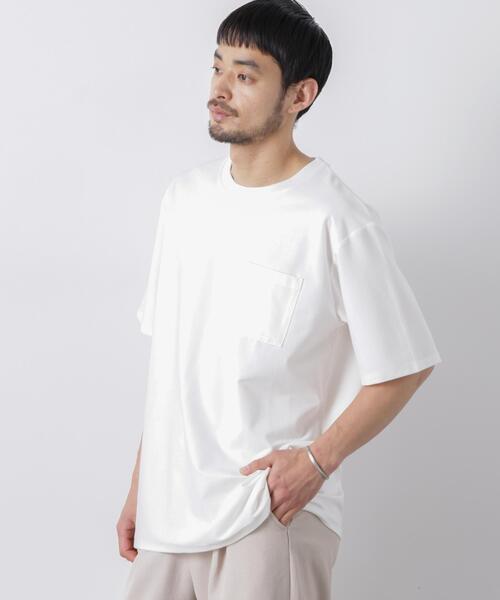 NANO universe（ナノユニバース）の「「Meaningful Continuity」coveross(R) ツイル調 冷感プレーティング天竺 ポケットTシャツ（Tシャツ/カットソー・メンズ・ブラック/ホワイト/ベージュ・M/L/S）」の2枚目の写真