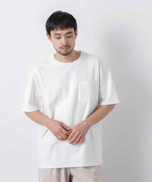 NANO universe（ナノユニバース）の「「Meaningful Continuity」coveross(R) ツイル調 冷感プレーティング天竺 ポケットTシャツ（Tシャツ/カットソー・メンズ・ブラック/ホワイト/ベージュ・M/L/S）」の4枚目の写真