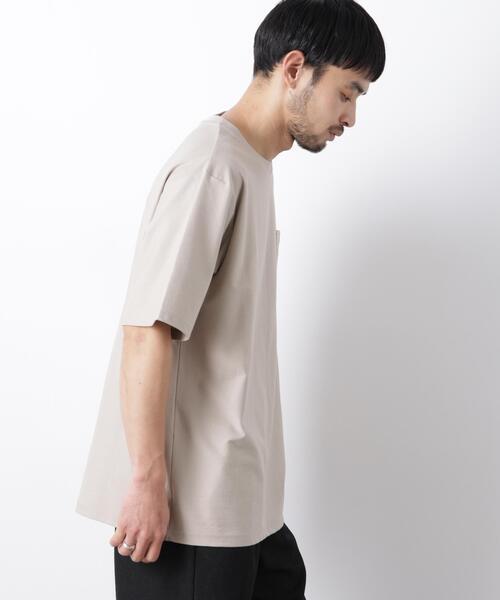 NANO universe（ナノユニバース）の「「Meaningful Continuity」coveross(R) ツイル調 冷感プレーティング天竺 ポケットTシャツ（Tシャツ/カットソー・メンズ・ブラック/ホワイト/ベージュ・M/L/S）」の11枚目の写真