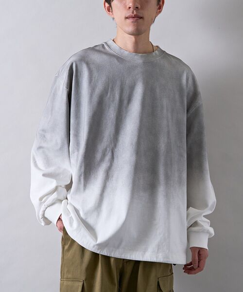 CRAFT STANDARD BOUTIQUE(クラフトスタンダードブティック)の「ヘビーウェイトグラデーションロンT(Tシャツ/カットソー・メンズ・ホワイト/ブラック・M/L)」の2枚目の写真