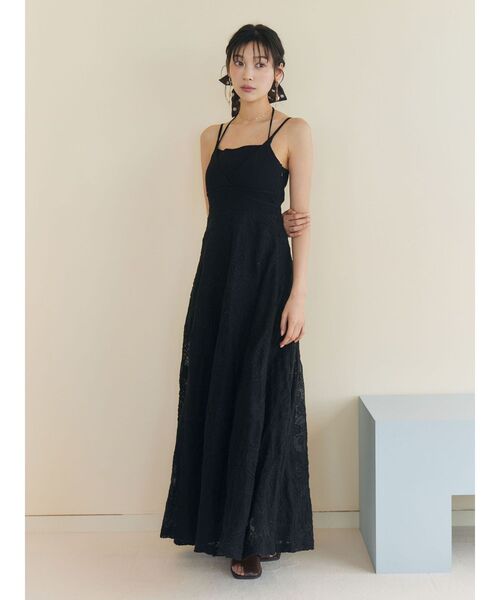 LAGUNAMOON(ラグナムーン)の「メッシュコンビニットドッキングワンピ-ス 【夏服】(ワンピース・レディース・ブラック/ブラウン・MEDIUM/SMALL)」の2枚目の写真