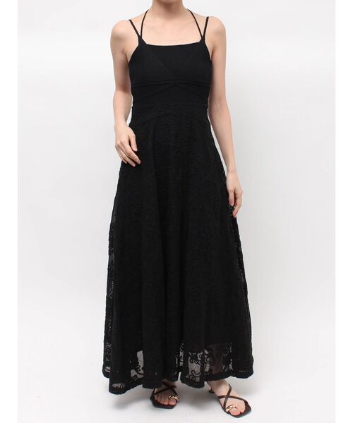 LAGUNAMOON(ラグナムーン)の「メッシュコンビニットドッキングワンピ-ス 【夏服】(ワンピース・レディース・ブラック/ブラウン・MEDIUM/SMALL)」の4枚目の写真