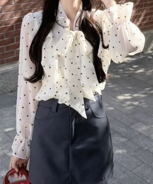 Teem Store(チームストア)の「シアードット フリルデザイン リボンブラウス(シャツ/ブラウス・レディース・アイボリー・M/S)」の8枚目の写真