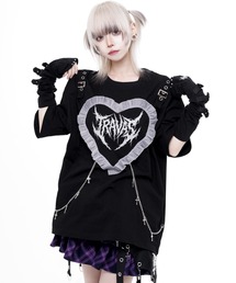 TRAVAS TOKYO | 『TRAVAS TOKYO/トラバス トーキョー』チェーン付きハートフリルTシャツ(Tシャツ/カットソー)