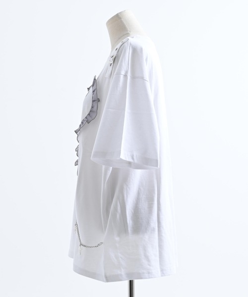 TRAVAS TOKYO(トラバス トウキョウ)の「『TRAVAS TOKYO/トラバス トーキョー』チェーン付きハートフリルTシャツ(Tシャツ/カットソー・レディース・ホワイト/ブラック・FREE)」の20枚目の写真