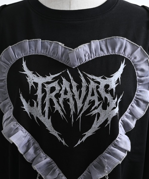 TRAVAS TOKYO(トラバス トウキョウ)の「『TRAVAS TOKYO/トラバス トーキョー』チェーン付きハートフリルTシャツ(Tシャツ/カットソー・レディース・ホワイト/ブラック・FREE)」の16枚目の写真