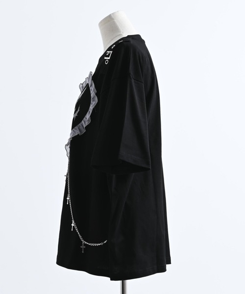 TRAVAS TOKYO(トラバス トウキョウ)の「『TRAVAS TOKYO/トラバス トーキョー』チェーン付きハートフリルTシャツ(Tシャツ/カットソー・レディース・ホワイト/ブラック・FREE)」の18枚目の写真