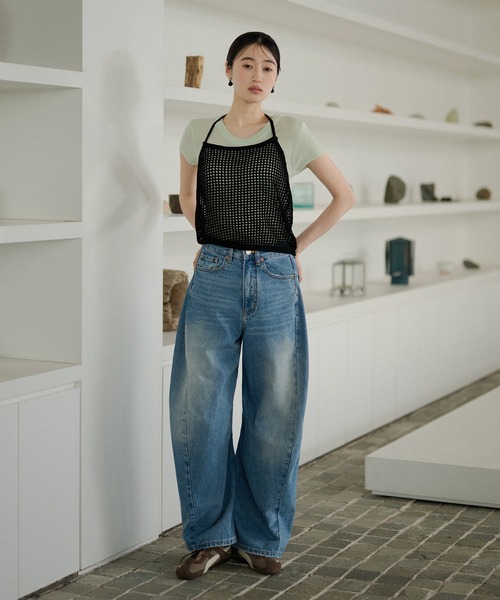 LAULEN（ローレン）の「high waist washed wide denim /ハイウエストウォッシュドワイドデニム（デニムパンツ・レディース・ブルー・S/M）」の6枚目の写真