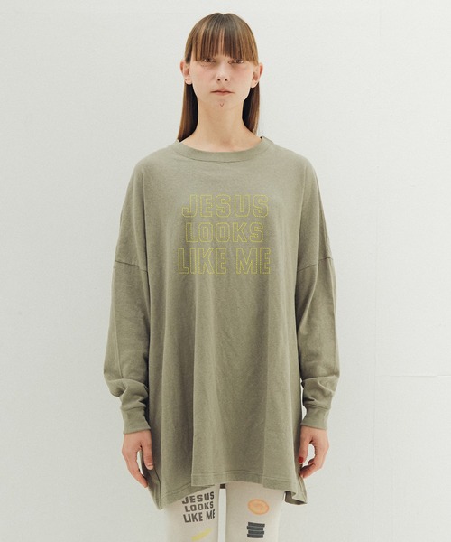 STOF(ストフ)の「JESUS LOOKS Emboroi L/S Tee(Tシャツ/カットソー・メンズ・カーキ/ブラック/ホワイト・M/S)」の1枚目の写真