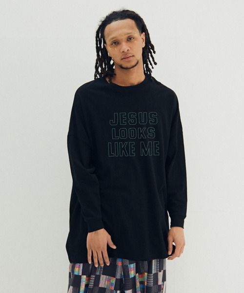 STOF(ストフ)の「JESUS LOOKS Emboroi L/S Tee(Tシャツ/カットソー・メンズ・カーキ/ブラック/ホワイト・M/S)」の3枚目の写真