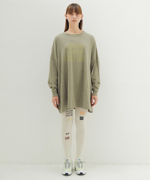 STOF(ストフ)の「JESUS LOOKS Emboroi L/S Tee(Tシャツ/カットソー・メンズ・カーキ/ブラック/ホワイト・M/S)」の4枚目の写真