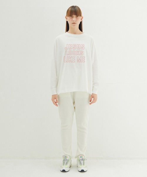 STOF(ストフ)の「JESUS LOOKS Emboroi L/S Tee(Tシャツ/カットソー・メンズ・カーキ/ブラック/ホワイト・M/S)」の6枚目の写真