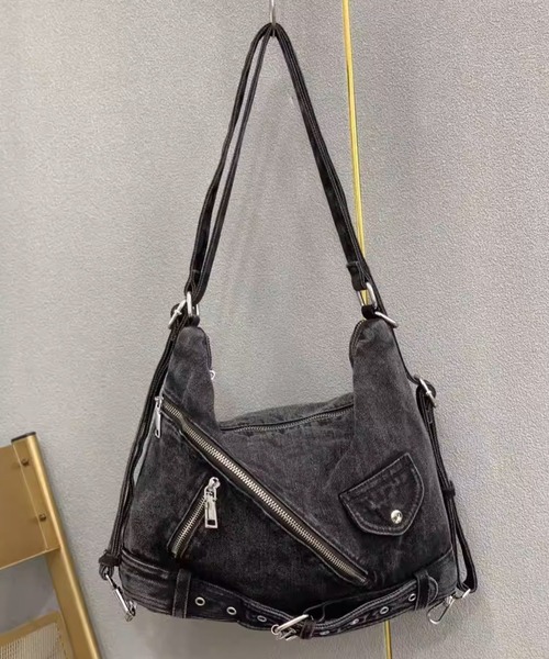 .KOM(ドットコム)の「A'GEM/9 × .kom 『.KOM/ドットケーオーエム』Y2Kウォッシュデニム3WAYバッグ(ショルダーバッグ・レディース・ブラック/ブルー・FREE)」の14枚目の写真