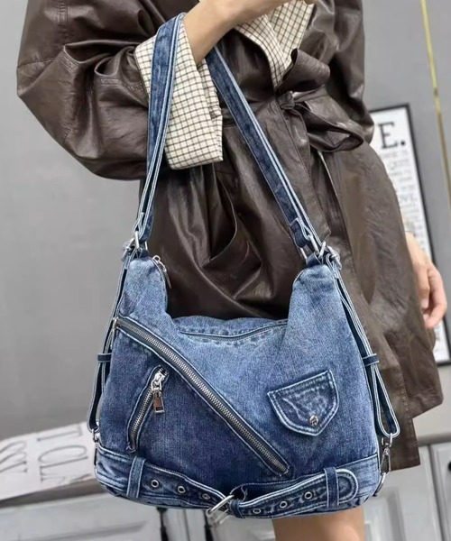 .KOM(ドットコム)の「A'GEM/9 × .kom 『.KOM/ドットケーオーエム』Y2Kウォッシュデニム3WAYバッグ(ショルダーバッグ・レディース・ブラック/ブルー・FREE)」の10枚目の写真