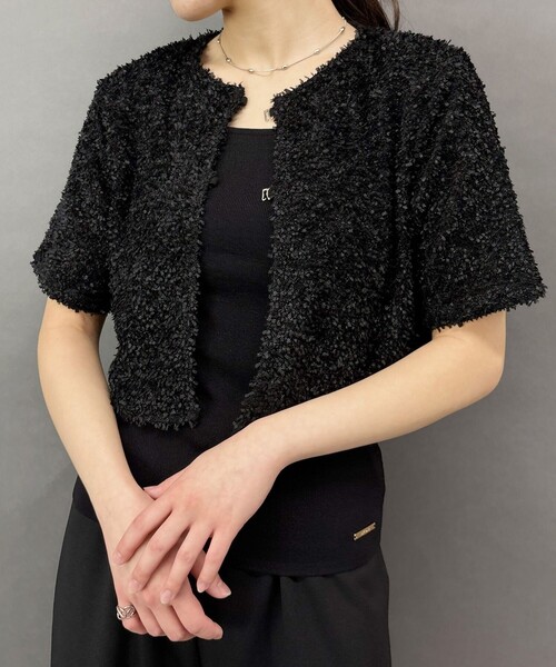 NICOLE white(ニコルホワイト)の「バタフライヤーンボレロ(カーディガン/ボレロ・レディース・ブラック・FREE)」の1枚目の写真
