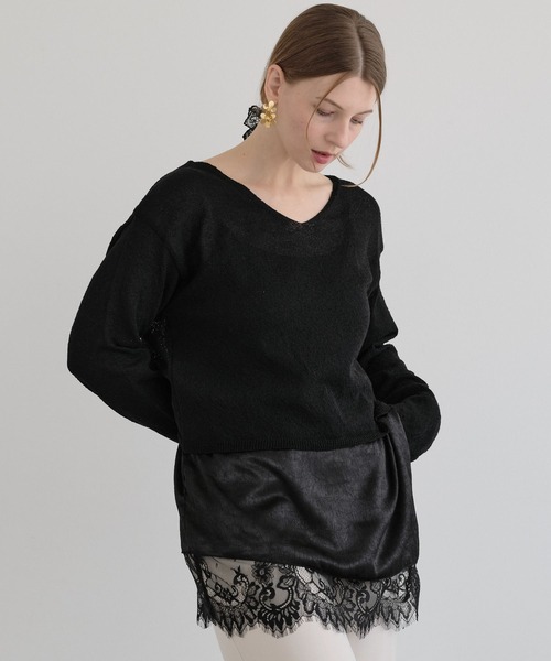 Mia   （ミア）の「サマーニット×カップ付き裾レースキャミ（Tシャツ/カットソー・レディース・モカ/アイボリー/グレー/ブラック・FREE）」の20枚目の写真