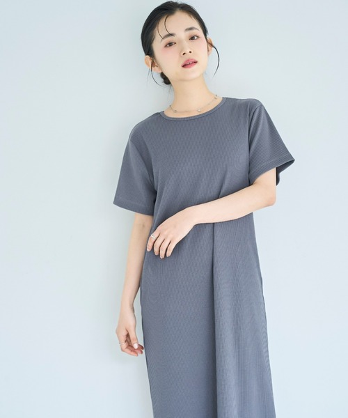 mil(ミル)の「【汗染み防止加工】 リブ ロングワンピース【586146】(ワンピース・レディース・チャコールグレー/ブラック/モカ・S/XS)」の2枚目の写真