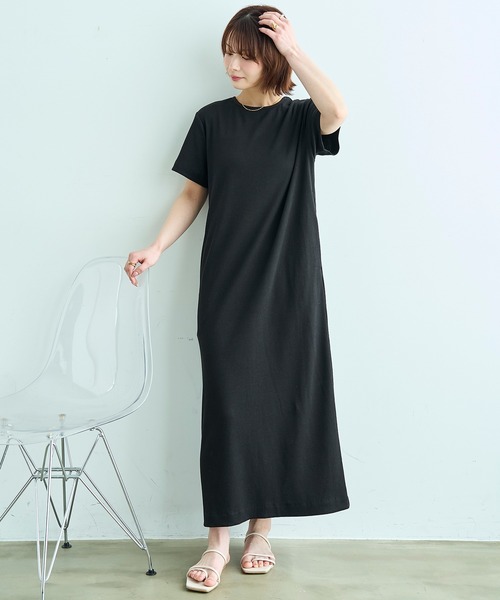 mil(ミル)の「【汗染み防止加工】 リブ ロングワンピース【586146】(ワンピース・レディース・チャコールグレー/ブラック/モカ・S/XS)」の8枚目の写真