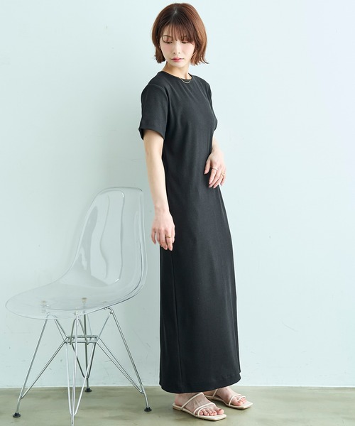 mil(ミル)の「【汗染み防止加工】 リブ ロングワンピース【586146】(ワンピース・レディース・チャコールグレー/ブラック/モカ・S/XS)」の7枚目の写真