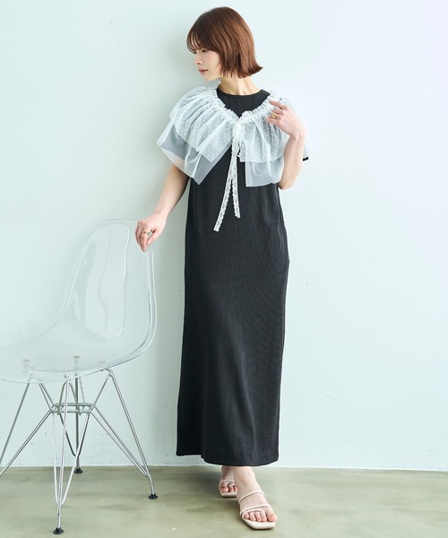 mil(ミル)の「【汗染み防止加工】 リブ ロングワンピース【586146】(ワンピース・レディース・チャコールグレー/ブラック/モカ・S/XS)」の9枚目の写真