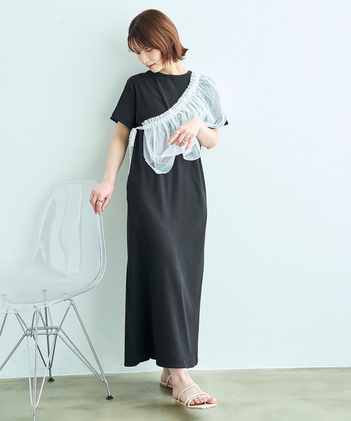 mil(ミル)の「【汗染み防止加工】 リブ ロングワンピース【586146】(ワンピース・レディース・チャコールグレー/ブラック/モカ・S/XS)」の10枚目の写真