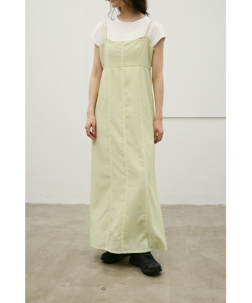 STYLEMIXER（スタイルミキサー）の「リネンミックスレイヤードキャミワンピース（ワンピース・レディース・ホワイト系その他/ミント/ブラック系その他・MEDIUM/SMALL）」の3枚目の写真