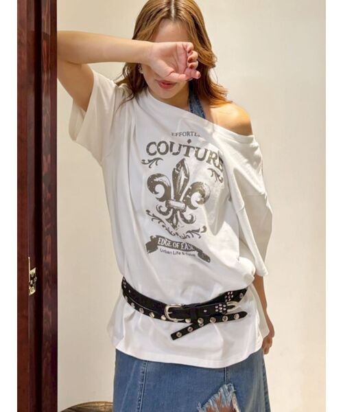 EVRIS(エヴリス)の「ワンショルグラフィックピグメントTシャツ(Tシャツ/カットソー・レディース・ホワイト/カーキ/ブラック・FREE)」の13枚目の写真