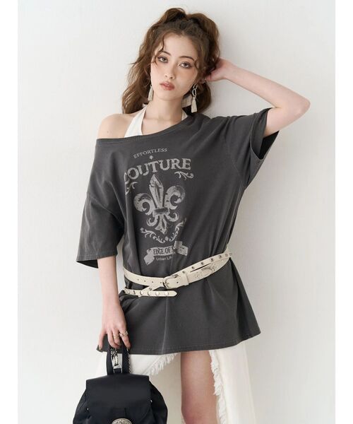 EVRIS(エヴリス)の「ワンショルグラフィックピグメントTシャツ(Tシャツ/カットソー・レディース・ホワイト/カーキ/ブラック・FREE)」の21枚目の写真
