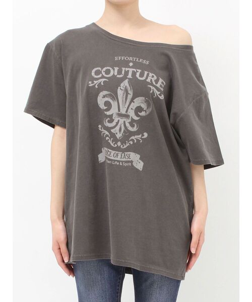 EVRIS（エヴリス）の「ワンショルグラフィックピグメントTシャツ（Tシャツ/カットソー・レディース・ホワイト/カーキ/ブラック・FREE）」の12枚目の写真