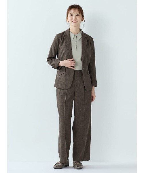 Perfect Suit FActory(パーフェクトスーツファクトリー)の「リネンライク ワイドパンツ【ボーテ・セットアップ】 C.グレー/D.ブラウン/ネイビー(スーツパンツ・レディース・ネイビー/チャコールグレー/ダークブラウン・S/L/M)」の15枚目の写真